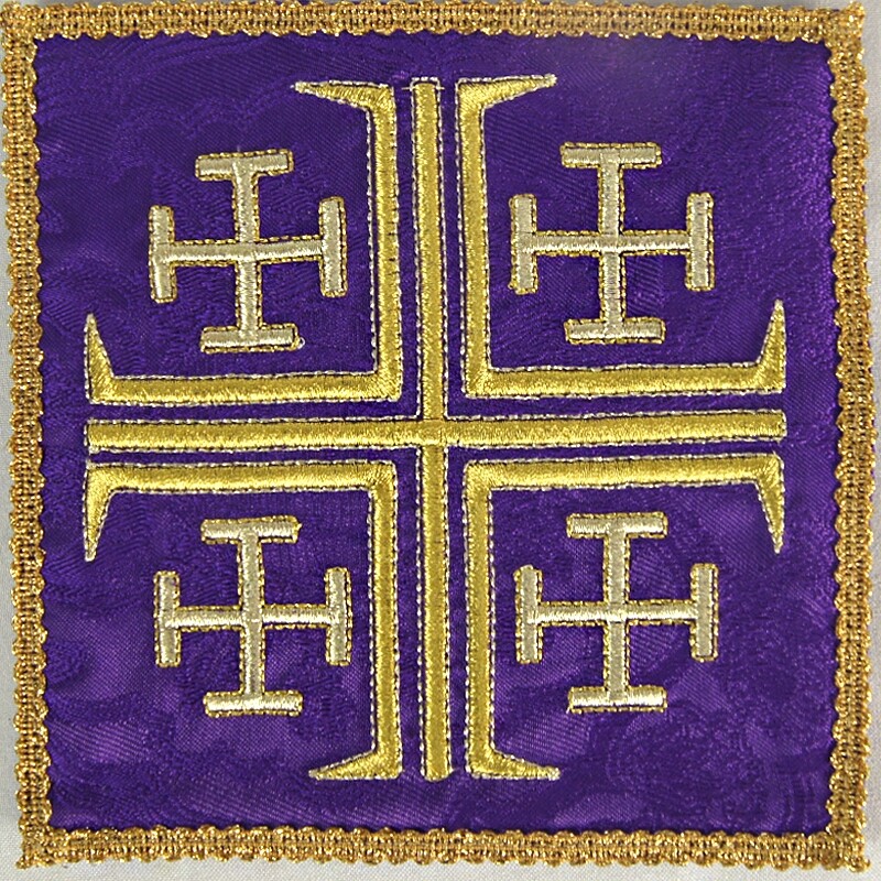 Chalice Pall Set, embroidery, Damask fabric, 4 pcs.