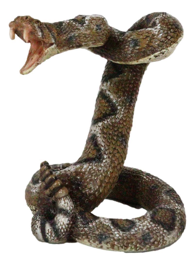 Realistic Ferocious Attacking Diamondback Rattlesnake With Fangs Bared Figurine