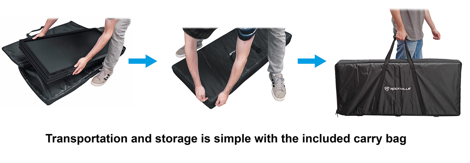 Rockville RFSSB Black DJ Event Facade 80" x 44" Steel Frame Booth+Travel+Scrim