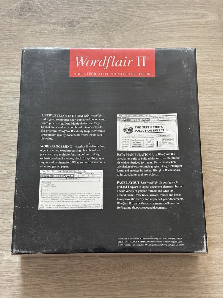NEW Vintage Wordflair II Software for Atari ST Document Processor Sealed