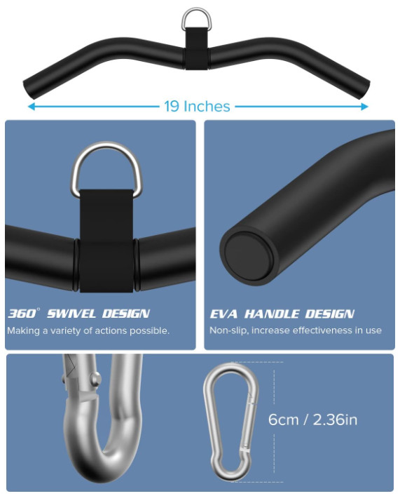 Upgraded LAT Pulldown Bars, 19 LAT Pull Down Bar Attachments for Home Gym, Curl