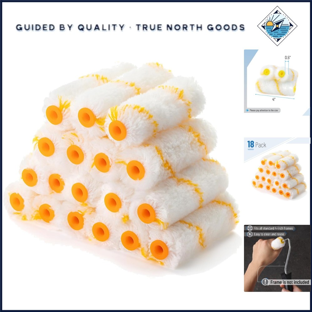 Versatile 18-Pack 4-Inch Roller Covers - Ideal for Smooth Paint Application