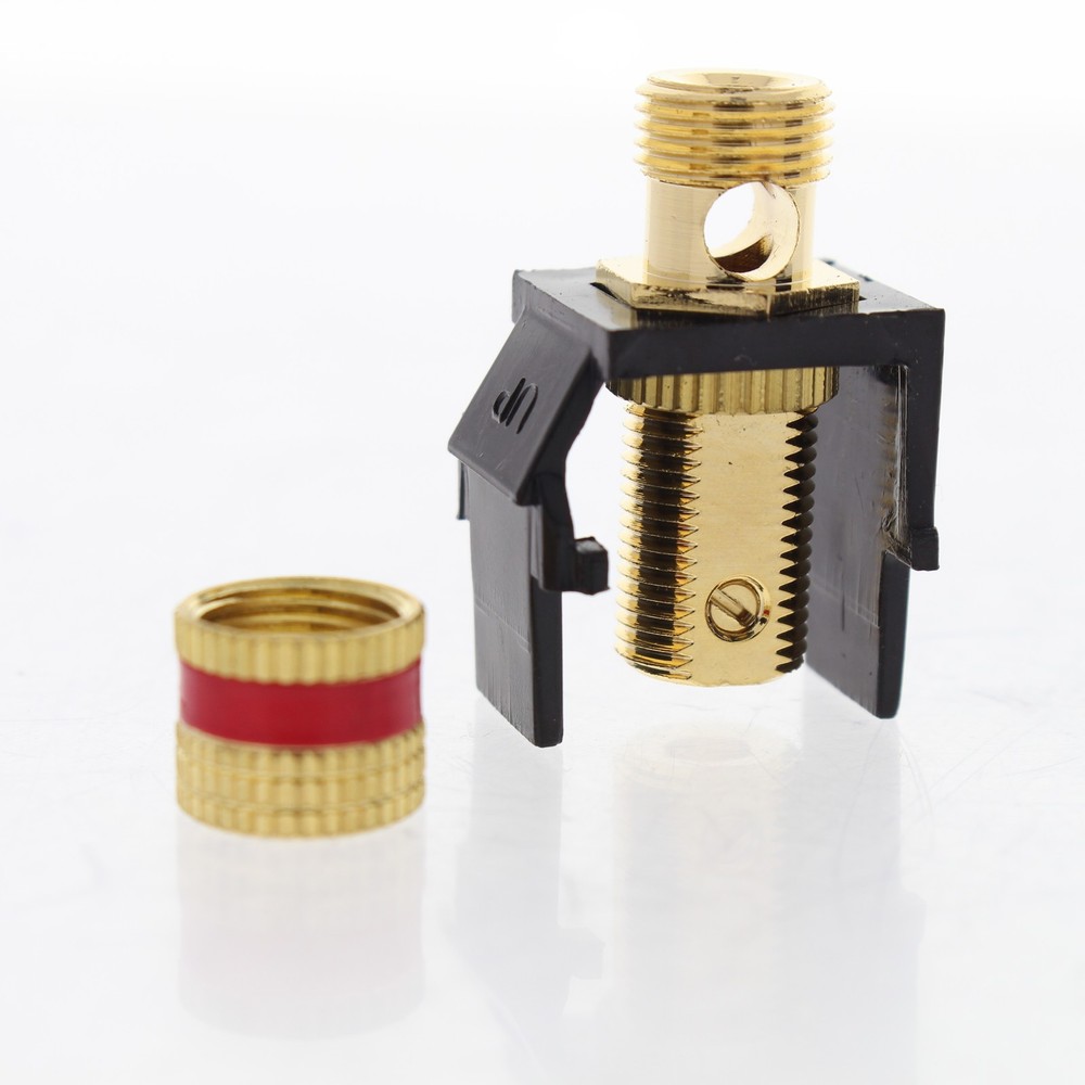 Leviton 40833-BBR Brown Quickport Stereo Speaker Binding Post Jack Red Stripe