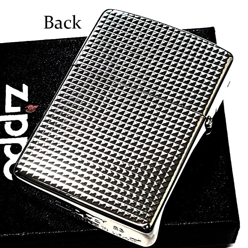Zippo Armor Fine Lattice Diamond Silver Etching Brass 2 Sided Processing Lighter