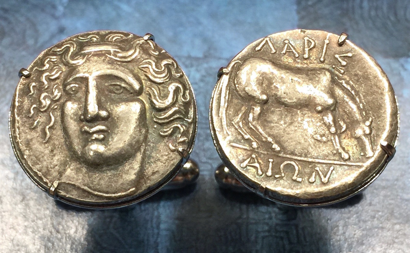 Greece 400-365 BC Larissa Nymph & Horse Ancient Greek Coin Cufflinks + Gift Box!