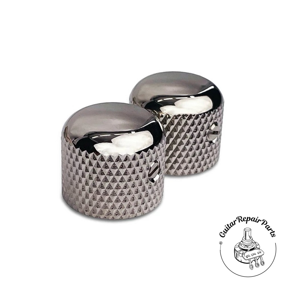 Gotoh Short Dome Top Metal Knobs, w. Set Screw (2 pcs) - Nickel