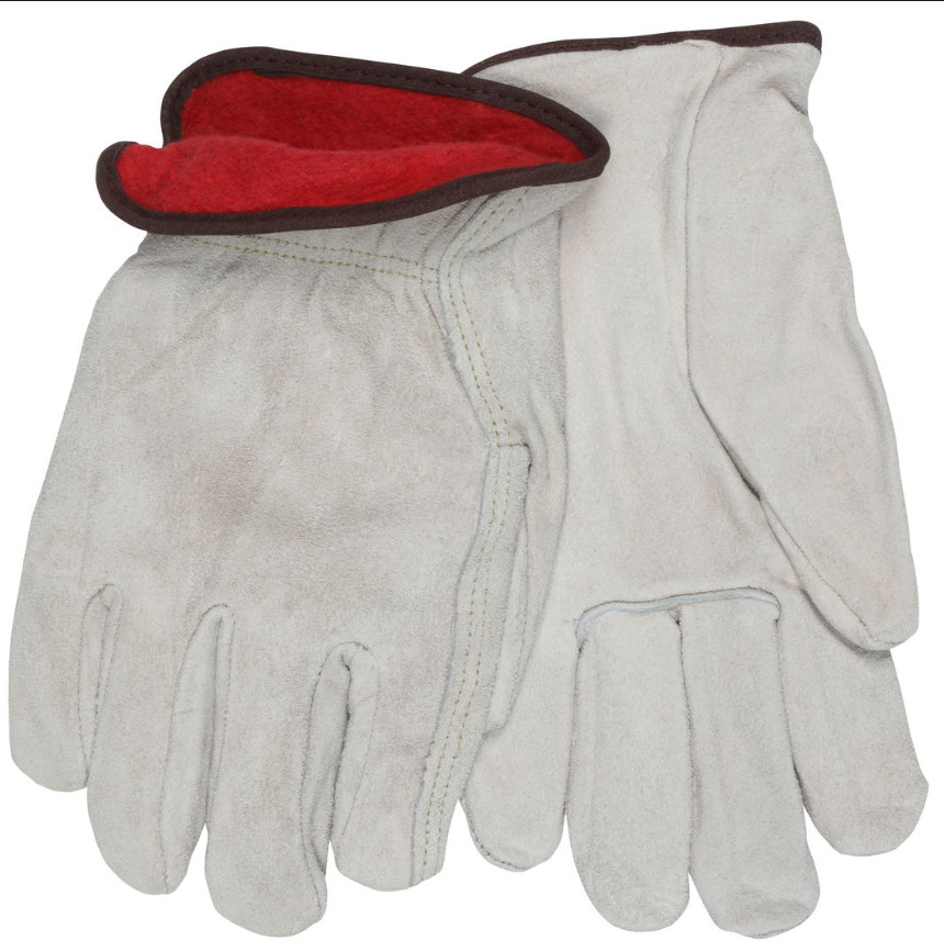 Cold Weather Cowhide Leather Fleece Lined Warm Winter Insulated Work Gloves MED