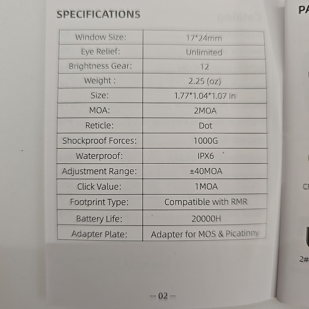 EZ Shoot 2MOA Reflex Sight