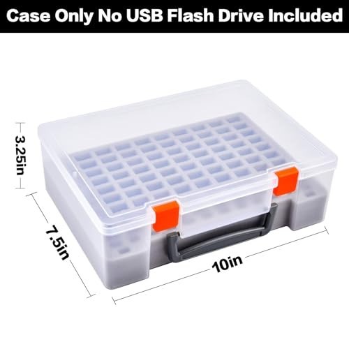 104-Compartment Flash Drive Case - USB Memory Stick & SD Card Organizer, White