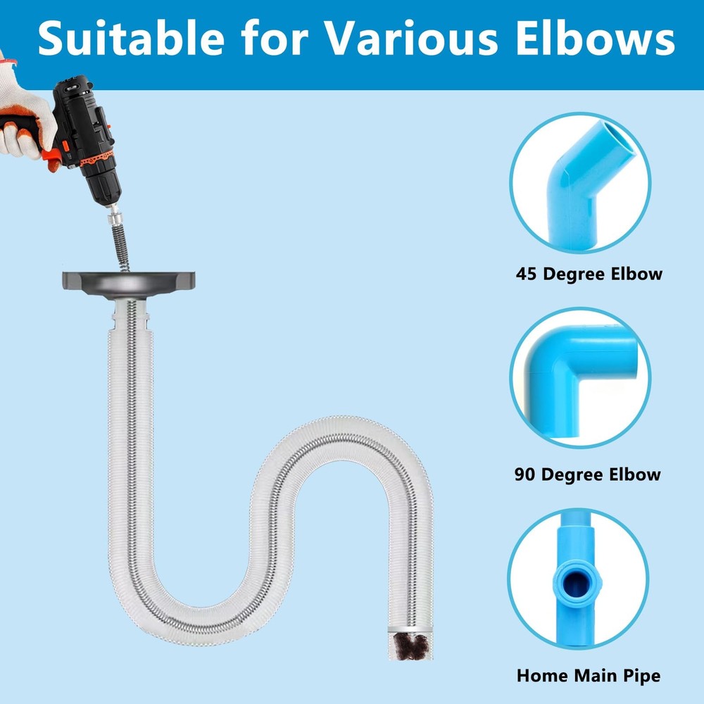 Drain Snake, Spring Drain Clog Remover with Electric Drill Connector, Durable...
