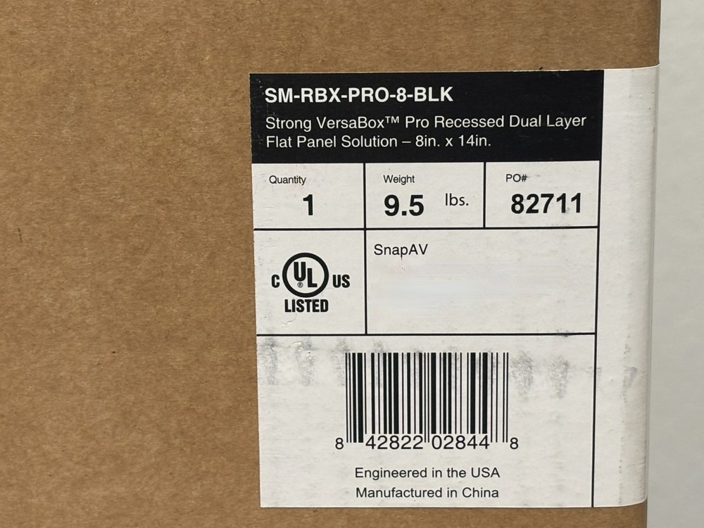SM-RBX-PRO-8-BLK, Strong VersaBox Pro Recessed Dual Layer Flat Panel Solution