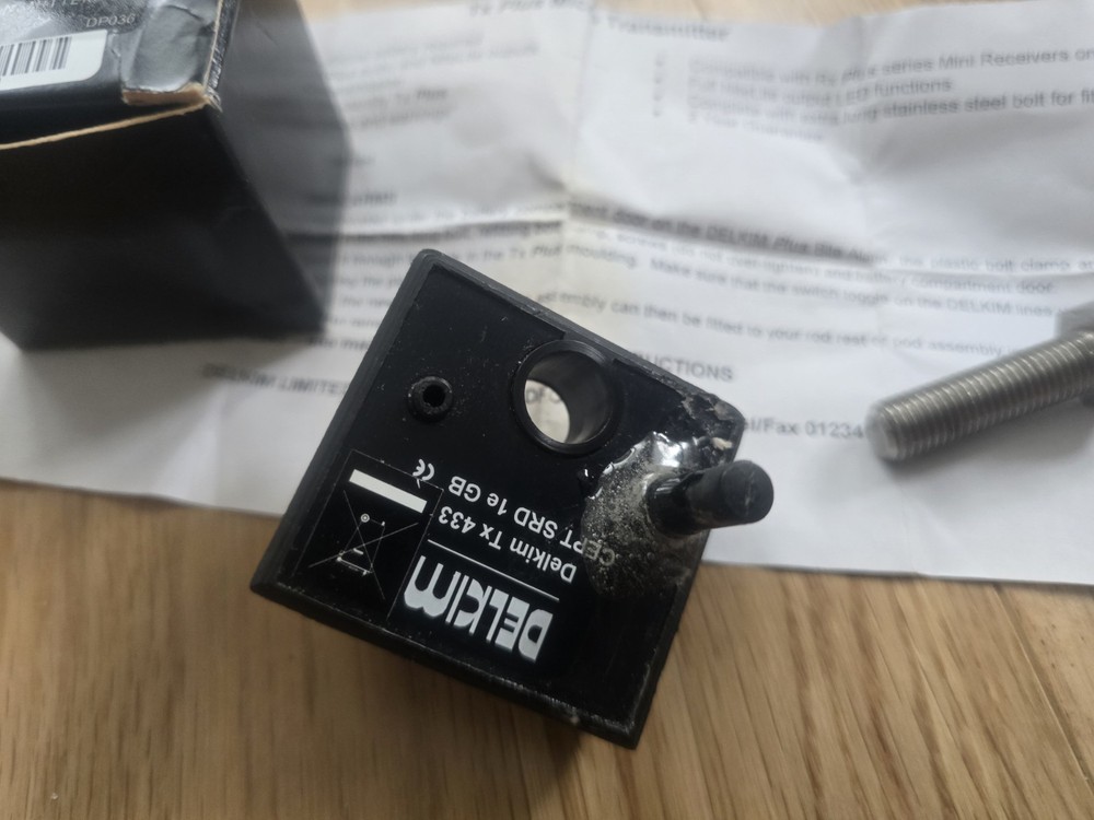 Delkim TX plus micro transmitter for delkim plus and EV bite alarms.