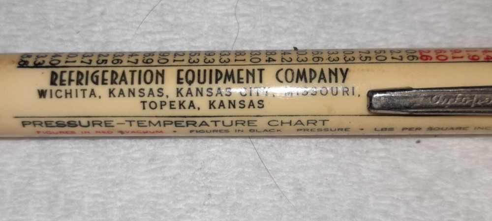 "AUTOPOINT*Pressure-Temperature Chart*Working Mech Pencil "Refrig. Equip. Co."