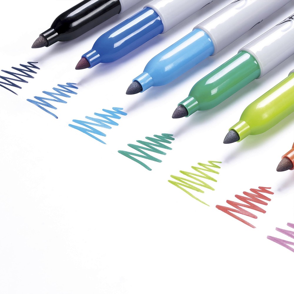 Sharpie Permanent Markers, Fine Point, Assorted Colors, 12 Count