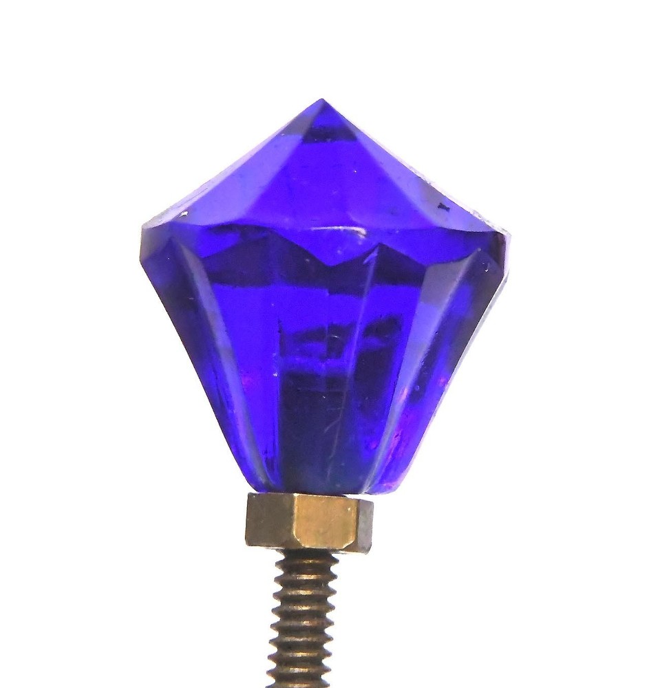 RARE 6 VINTAGE COBALT BLUE GLASS DRAWER PULLS KNOBS