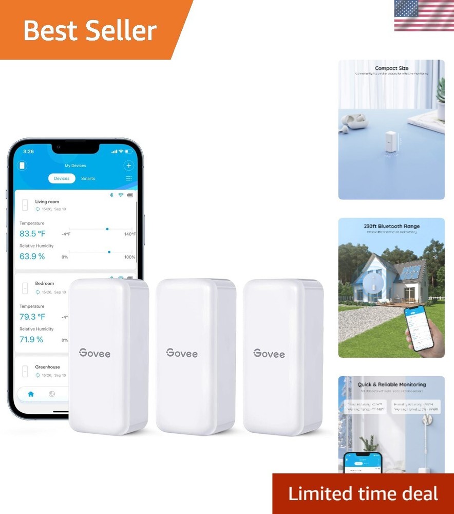 Smart Temperature & Humidity Sensor Pack with Bluetooth Alerts and Cloud Storage