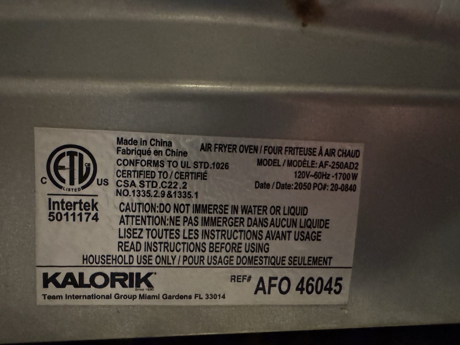 Kalorik MAXX Digital Air Fryer Toaster Oven 26Qt 10-in-1 Countertop French Door