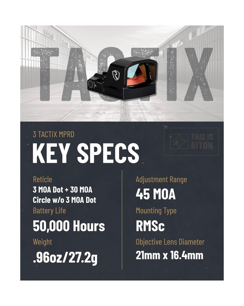 Riton Optics Series 3 Tactix MPRD 3 Red Dot Sight – Compact Micro Reflex,