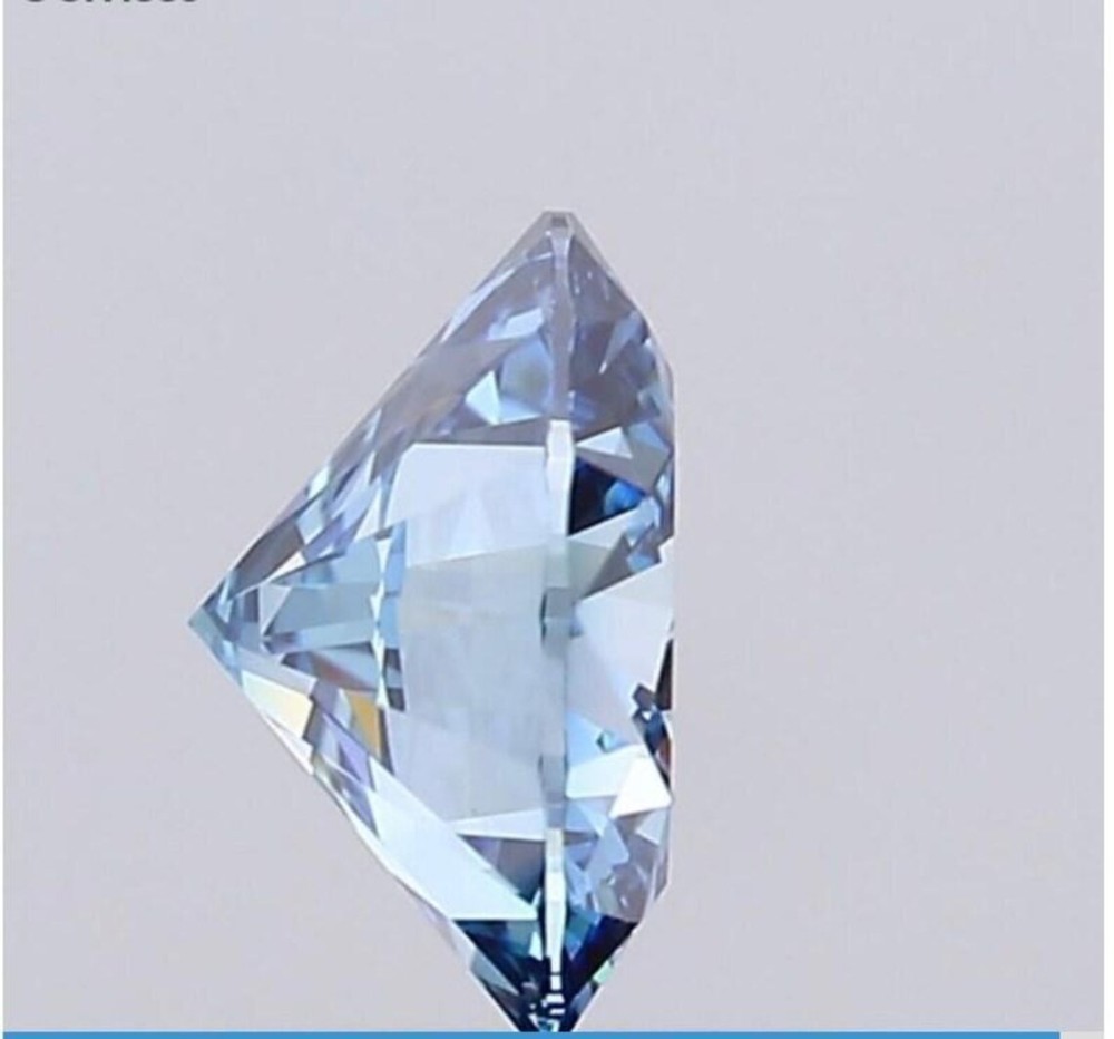 Blue Round Cut Lab Created Diamond IGI