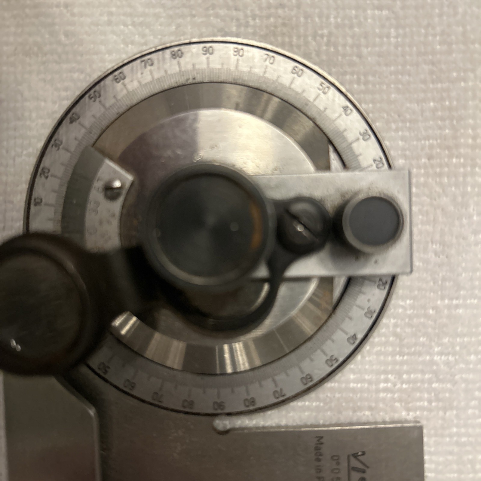 Vintage stainless steel Protractor VIN Machinists , Made in POLAND in case