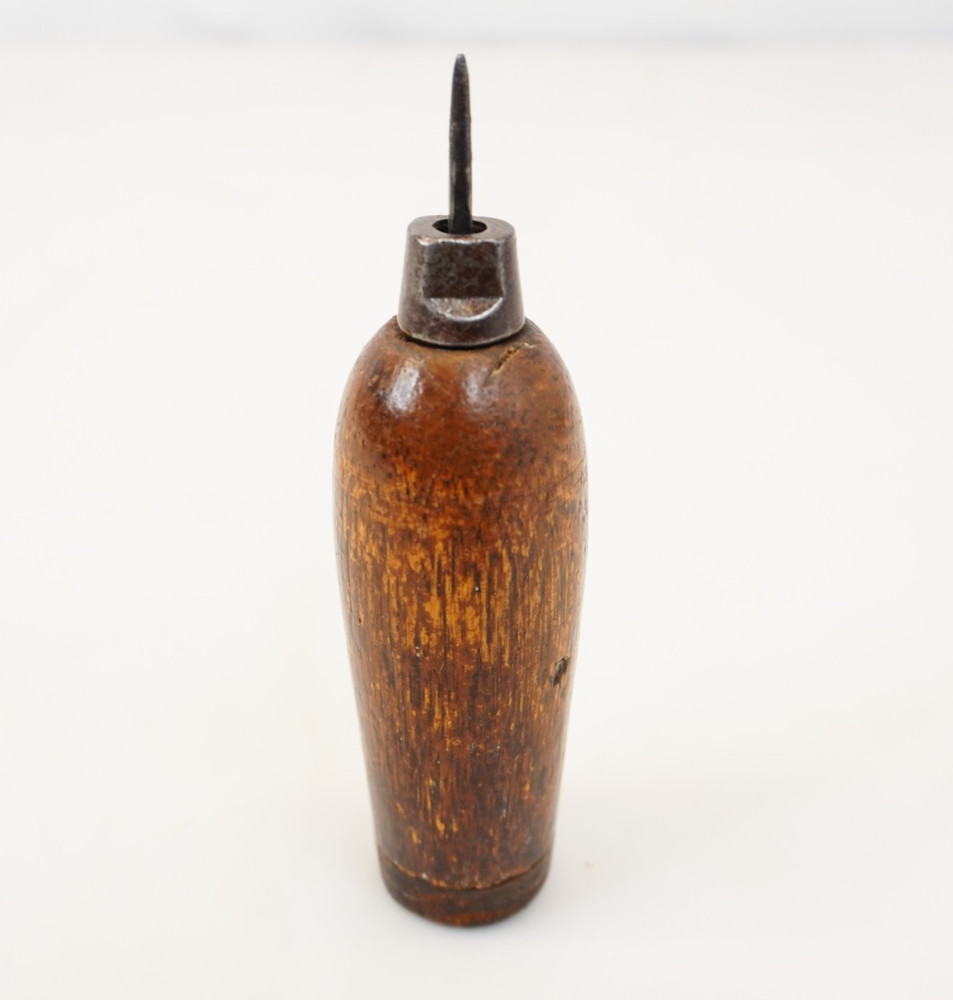 Antique Heavy Duty Leather Sewing Awl - Rare Square Shank Needle - Solid Core
