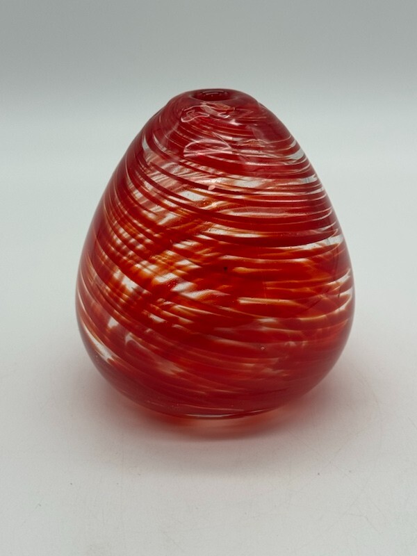 Handblown Red Striped Gum Drop Vase 4"