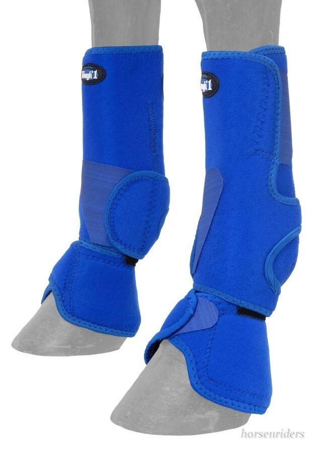 Horse Protective Sport & Bell Boots Combination 1 - Vented - Royal Blue - Medium