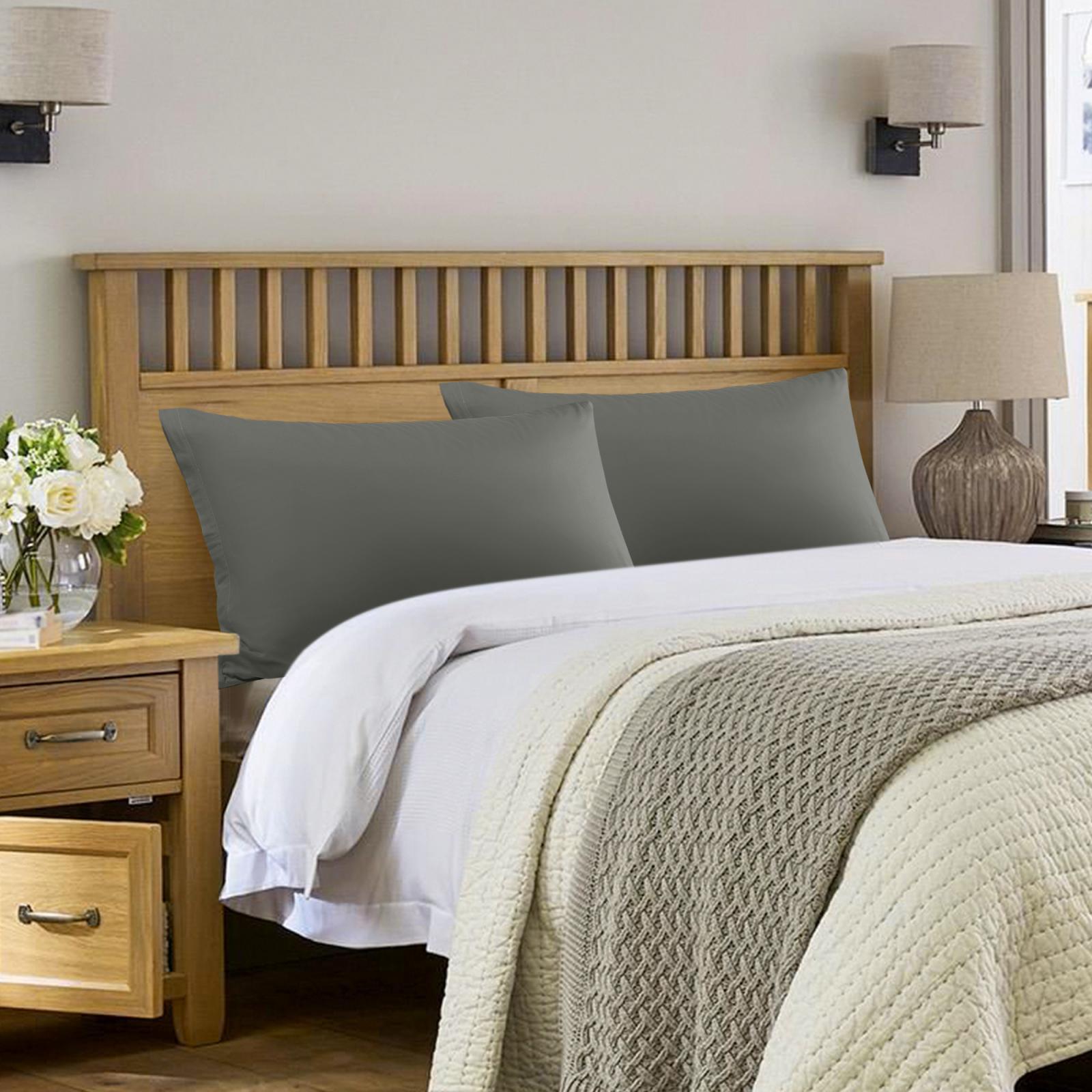 Egyptian Cotton Pillow Cases Hidden Zipper Pillowcase Standard Queen King 2 Pack