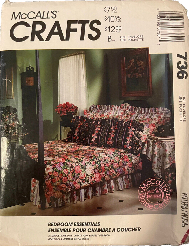 736 McCall’s Crafts Pattern Bedroom Comforter Pillows Shams Tablecloth