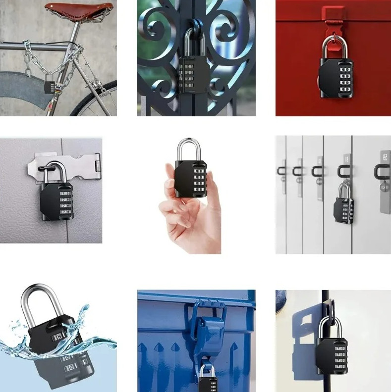 1 pc 4 Digit Combination Padlock Waterproof Heavy Duty Resettable Security Lock