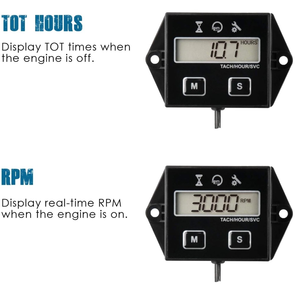 Small Engine Digital Hour Meter & Tachometer
