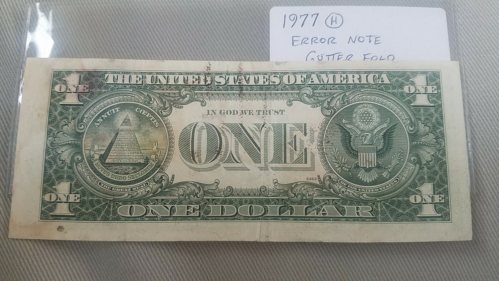 Large Gutter Error On 1977 $1 FRN
