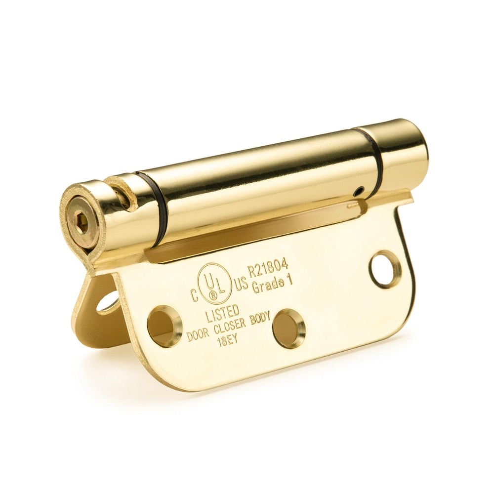 Self-Closing Door Hinge 3.5 Inch Rounded, Spring Loaded Hinge Adjustable Tension
