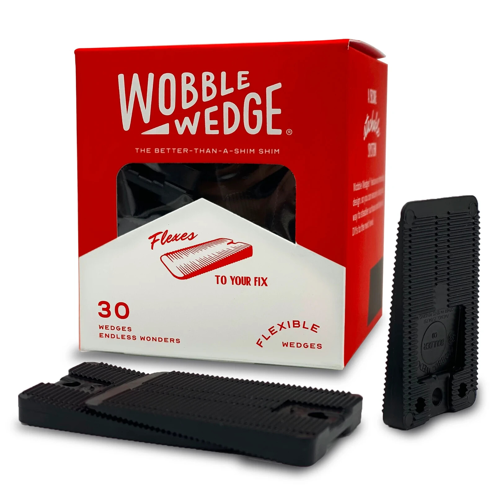 (30 Pack) Wobble Wedge Tapered Black Flexible Soft Multi-Use Wedge Stabilizer
