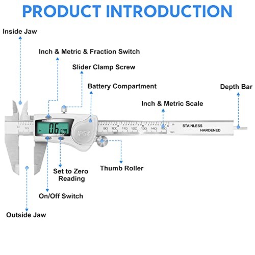 Digital Caliper Measuring Tool Waterproof Electronic Micrometer Caliper, IP54