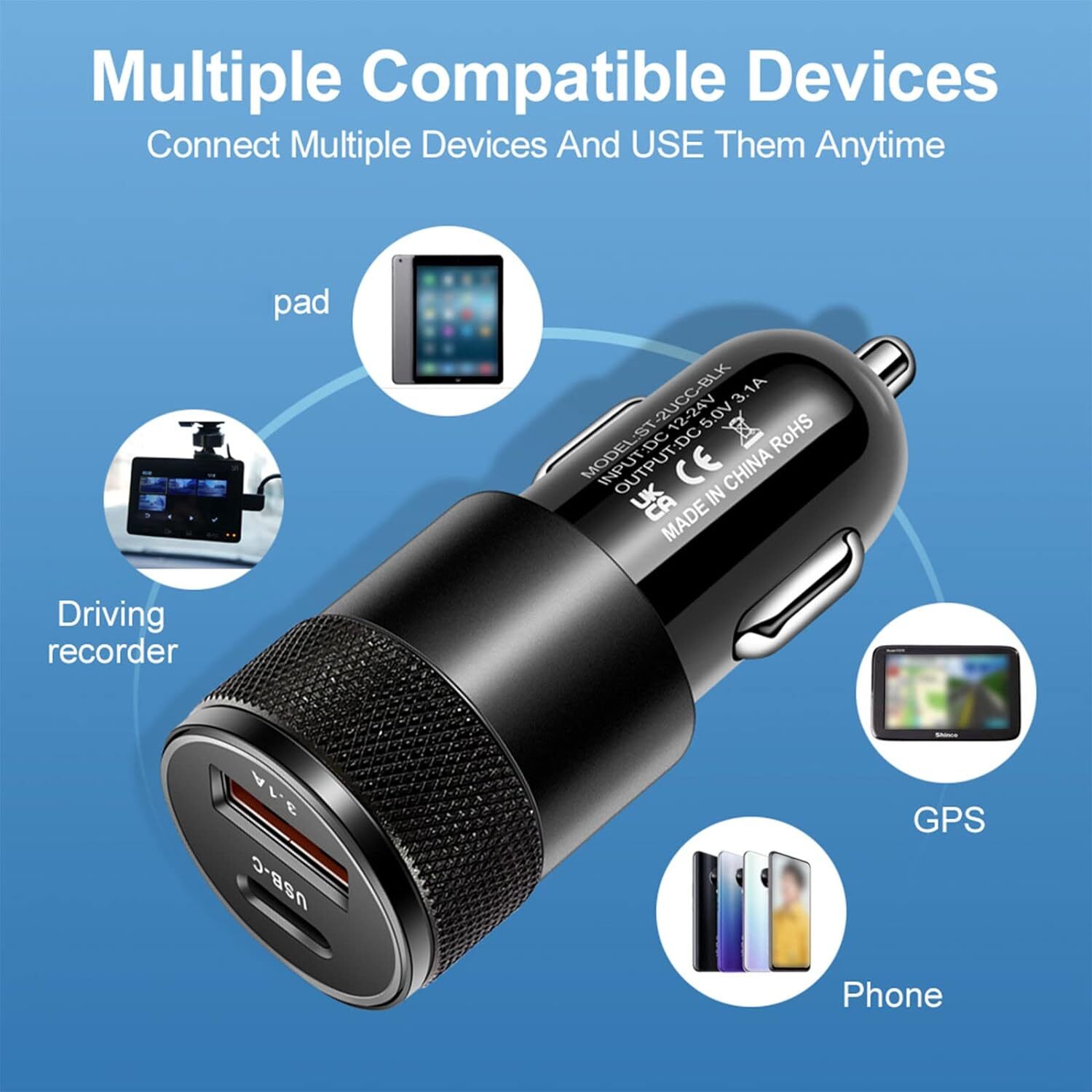 Dual USB PD Type-C Car Charger 30W Fast Adapter For iPhone 14 13 11 Pro Max lot