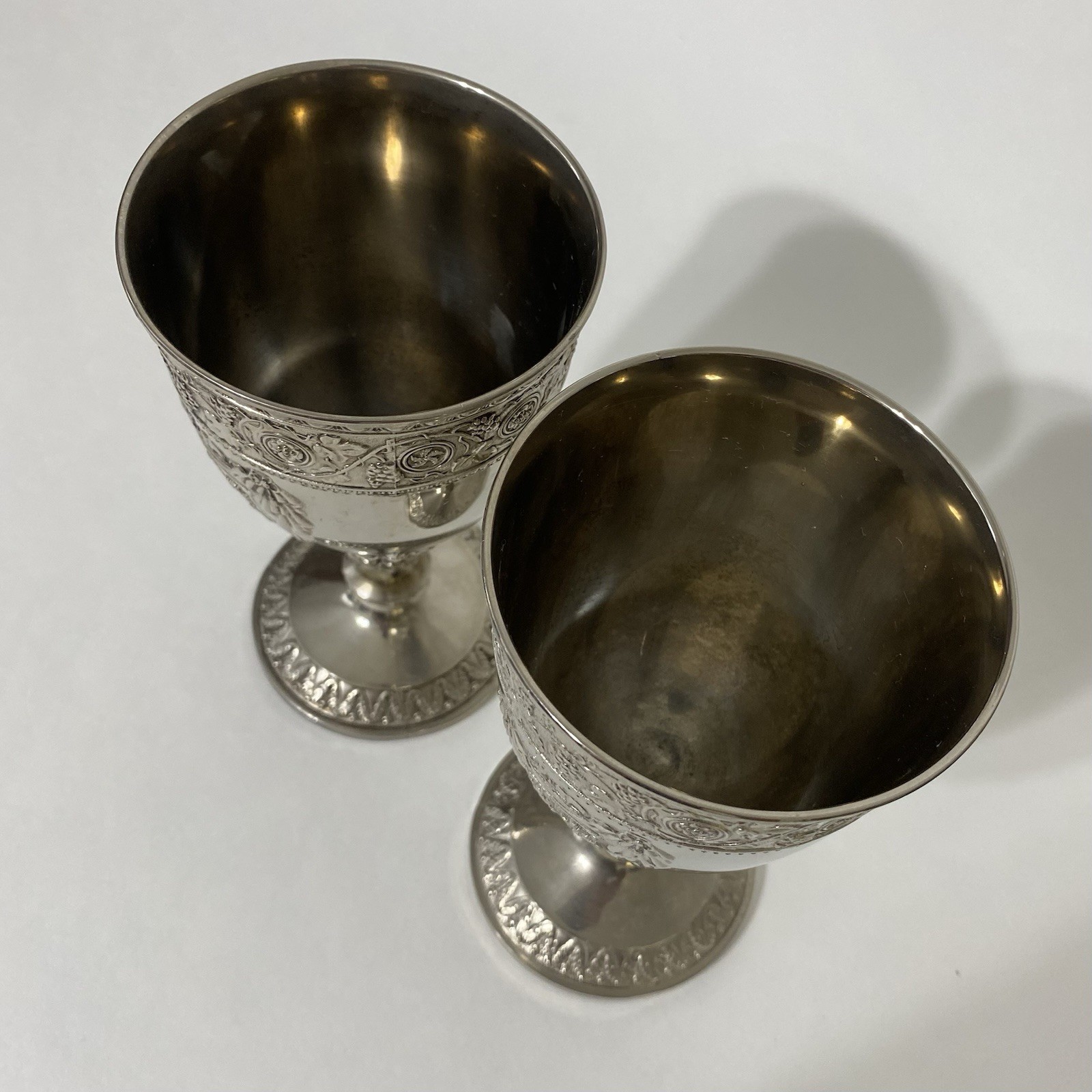 Vintage Corbell & Co Silverplate Goblets Set 4 Baroque Heraldic 6.5" Wine Cups