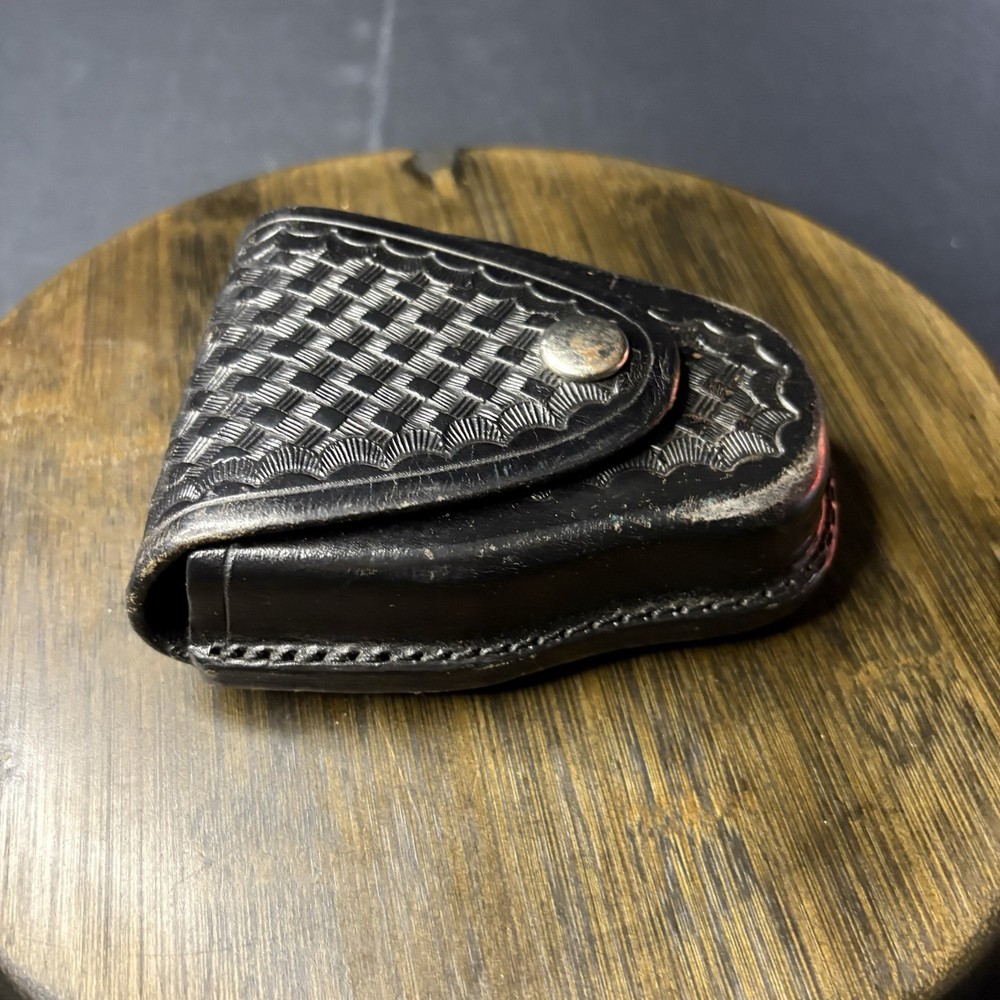 JS Leather Basket Weave Handcuff Case Law Enforcement