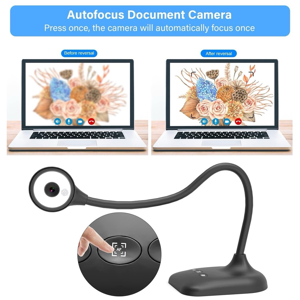 kitchbai Document Camera for Teachers, Webcam and Overhead Camera