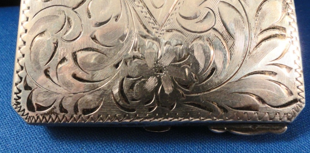 Antique Signed Sterling Silver Hand Chased Compact