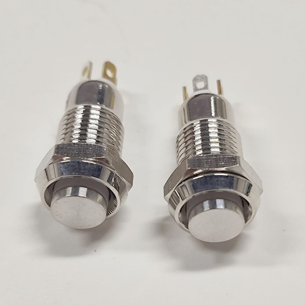 2PC 8mm White Metal Push Button Switch 4Pin LED Latching Self Locking Waterproof