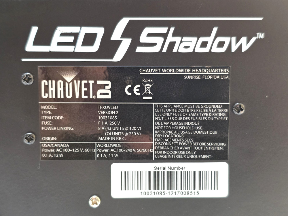 Chauvet DJ LED Shadow Effect Light TFXUVLED Tested & Working!