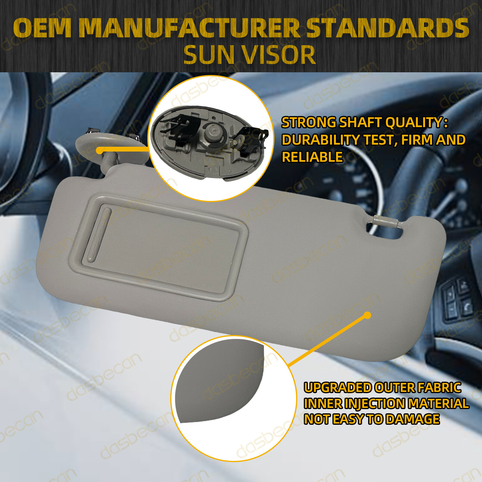 Gray Leather Sun Visor w/ Mirror Left Driver Side For Toyota Corolla 2009-2013