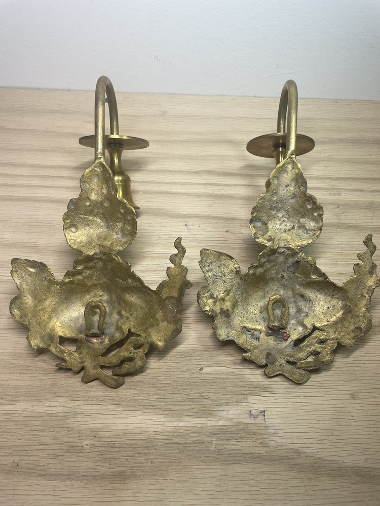 PAIR BRONZE SCONCES WITH GRAPES