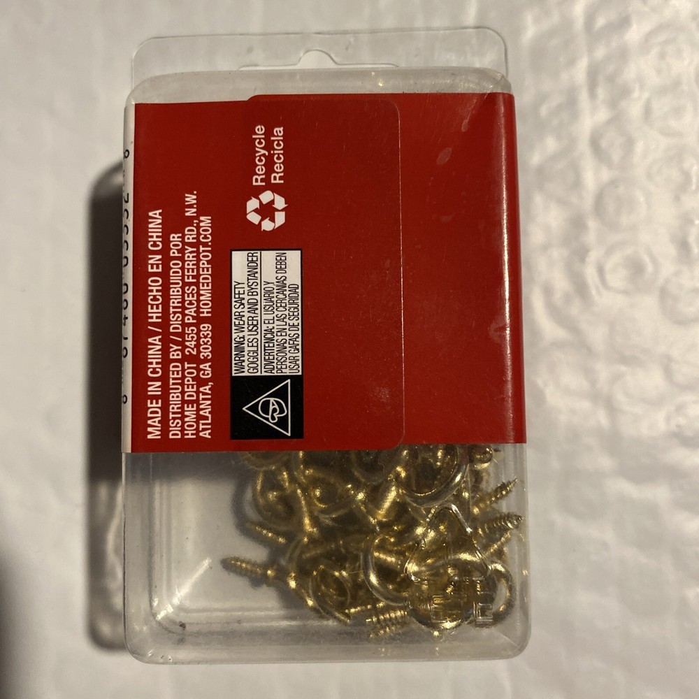 100 Pack 5/8” Cup Hooks Brass Plated