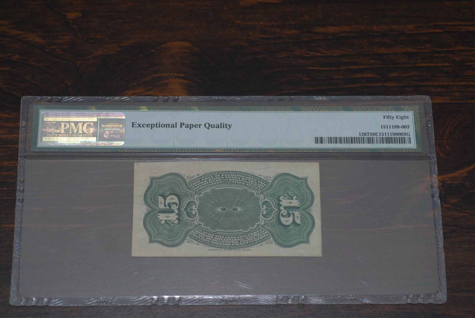 15 Cent, Fourth Issue, US Fractional Currency, PMG 58, EPQ