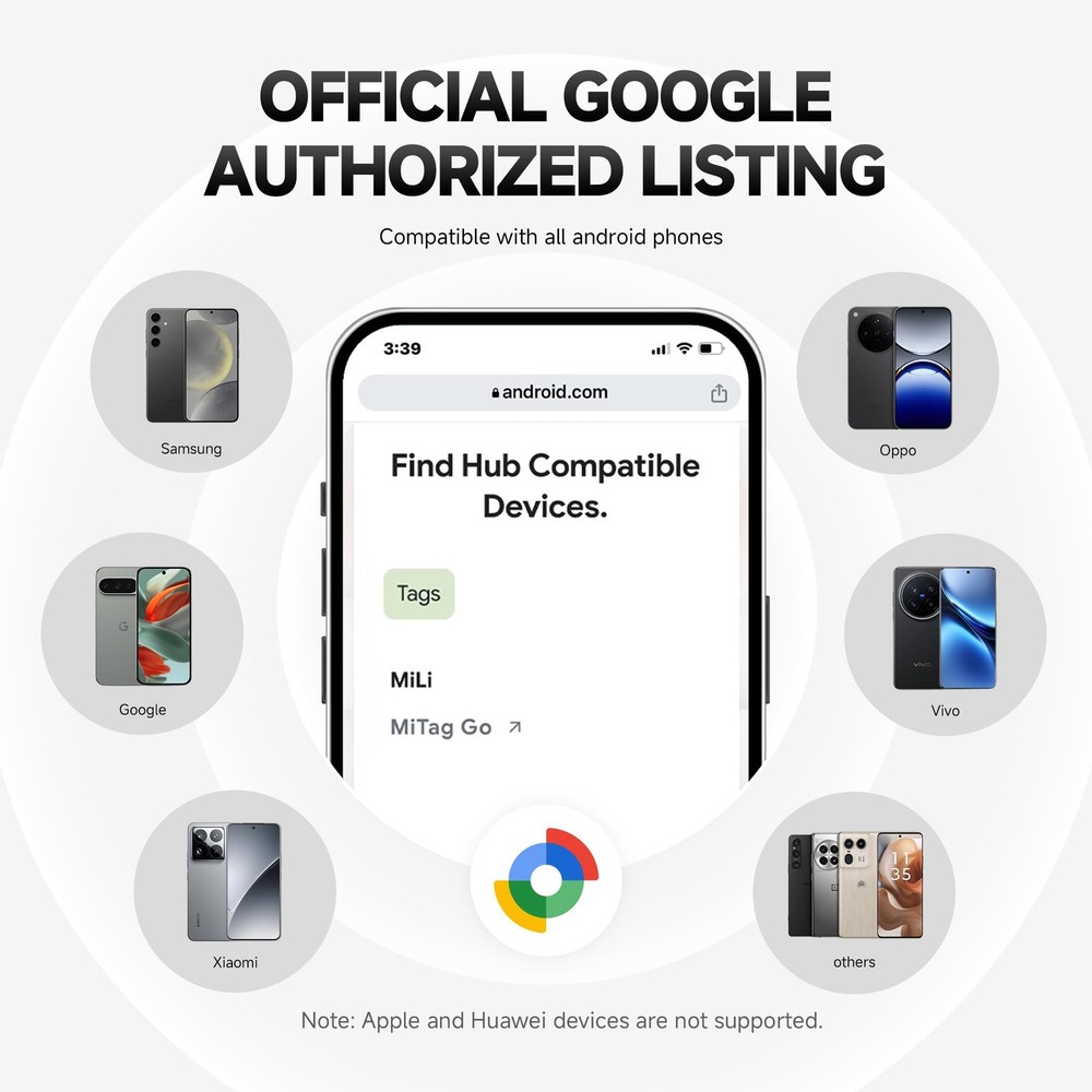 MiTag Bluetooth Tracker for Android, Works with Google Find Hub (Find My Devi...