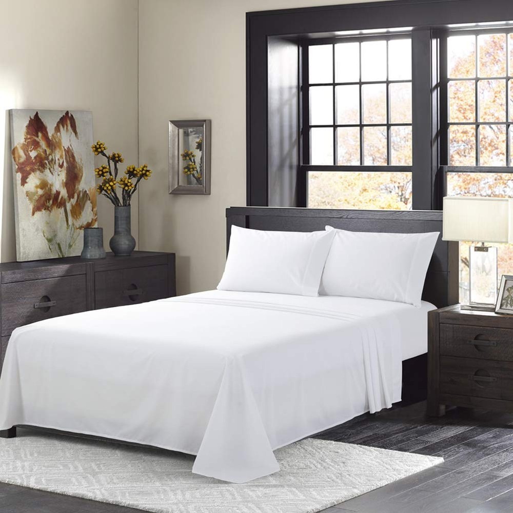 Queen Size Percale Bed Sheets, 200 Thread Count Cotton Polyester Blend Sheet ...