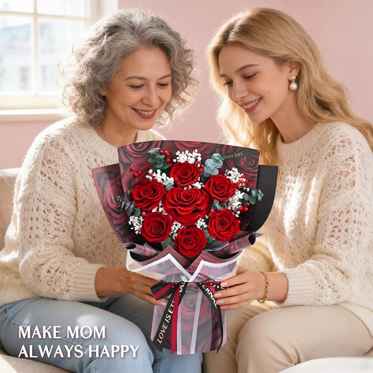 Forever Rose Flowers for Delivery, Valentines Day Gifts Her 7 Pcs, Red