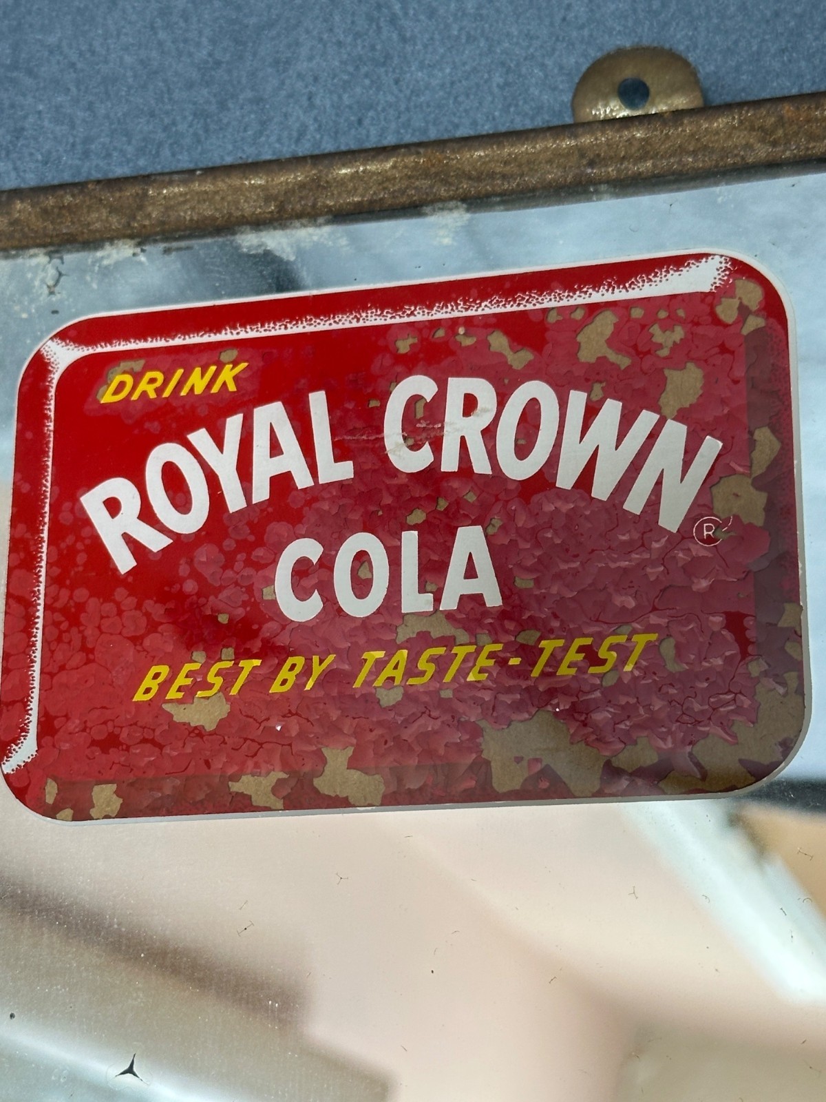 Vintage Royal Crown Cola Mirror Thermometer Wall Hanging Retro 1950s Advertising